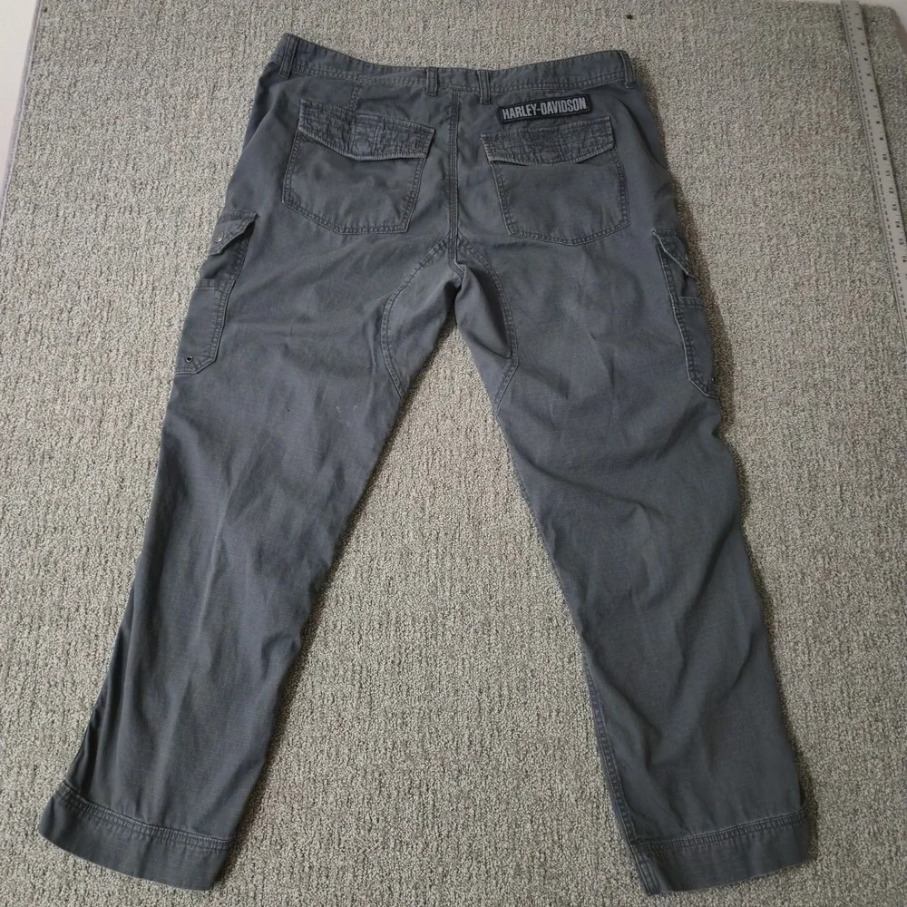 Harley Davidson Mens Gray Ripstop Cargo Tactical Pants 38x30 Biker Logo - Picture 8 of 10